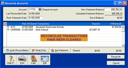 The Reconcile Accounts window image 3