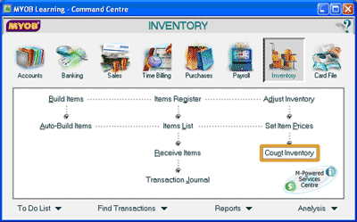 Inventory Command Centre - select Count Inventory