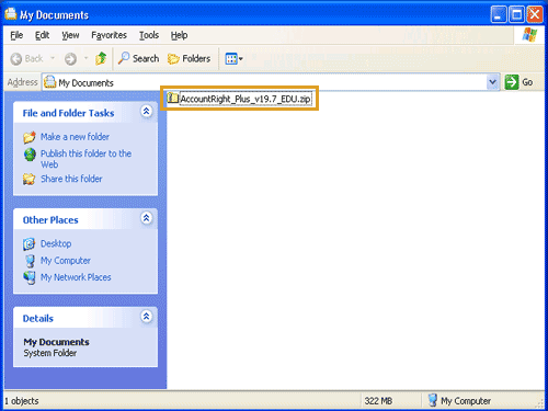 Image of finding the installation file for your MYOB software