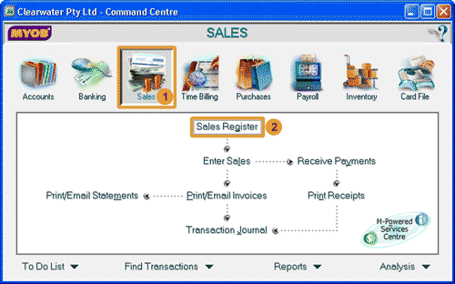 select sales register