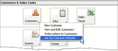 Select customer defaults