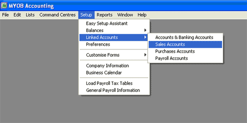 Image of selecting Sales Linked Accounts window