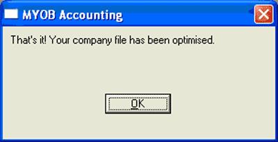 Your company file has been optimised message