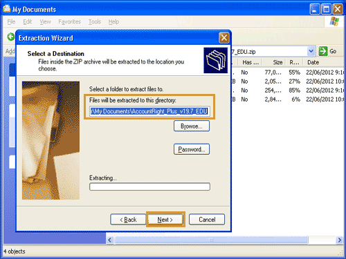 Image of finding the installation file for your MYOB software