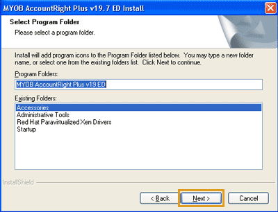 Select program folder image