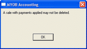 The 'MYOB Accounting' popup window