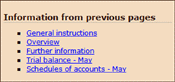 Screenshot of previous pages links
