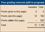 Screenshot of progressive scoring