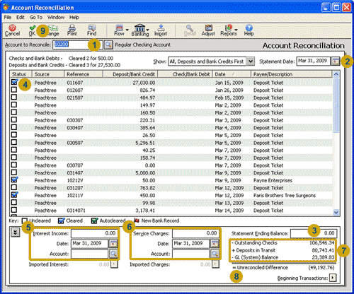 The Account Reconciliation window