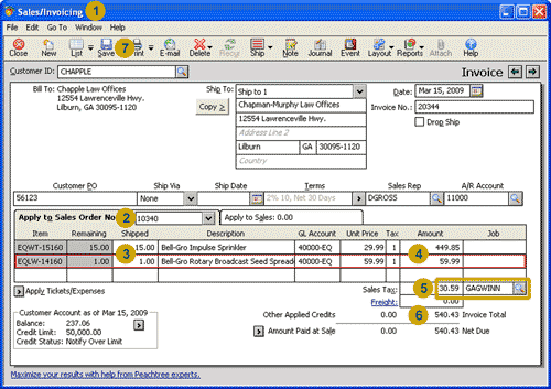 Credit sale with sales order