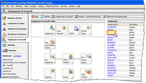 Open the Maintain Employees window