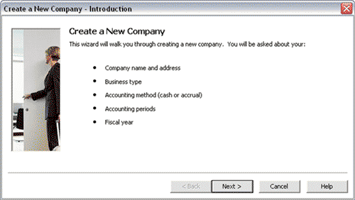 Image of Introduction screen in the Create a New Company Wizard