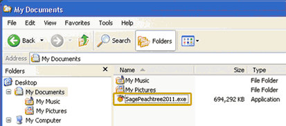 Finding the Peachtree installer file