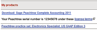 Finding the Peachtree serial number