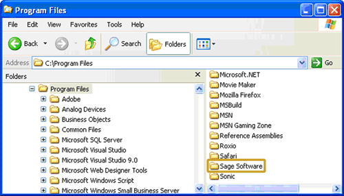 Manually delete Sage Software folder