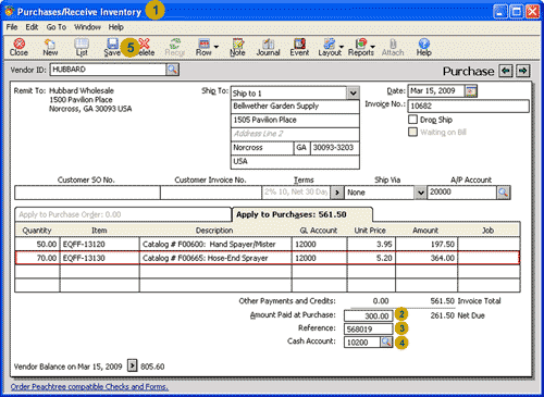 Partial payment purchase invoice