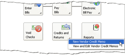 Select New Vendor Credit Memo