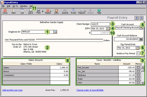 The Payroll Entry window