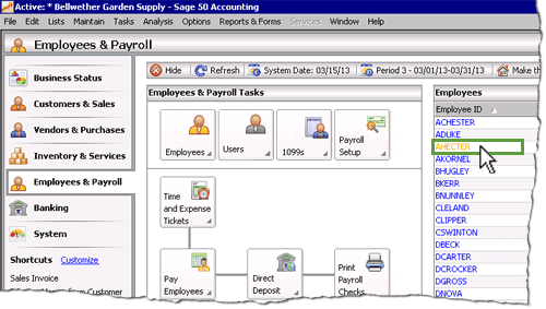 Open the Maintain Employees window