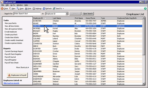 Open the Maintain Employees window via the Employee List