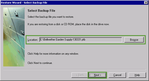Select Backup File