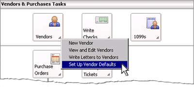 Select Set Up Vendor Defaults